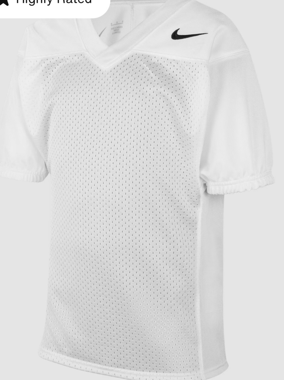 Nike White Youth Short-Sleeve Mesh Football Jersey with Black Swoosh